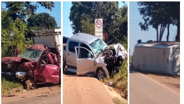 URGENTE: Colisão envolvendo caminhonete, caminhão e van escolar deixa dois mortos em MT