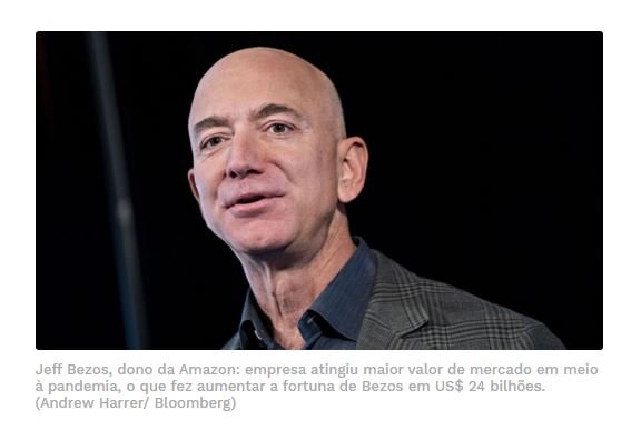 Jeff Bezos fica US$ 24 bilhões mais rico durante a pandemia