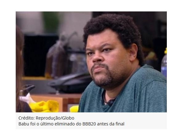Babu é eliminado no último Paredão do BBB20 com 57,15% dos votos