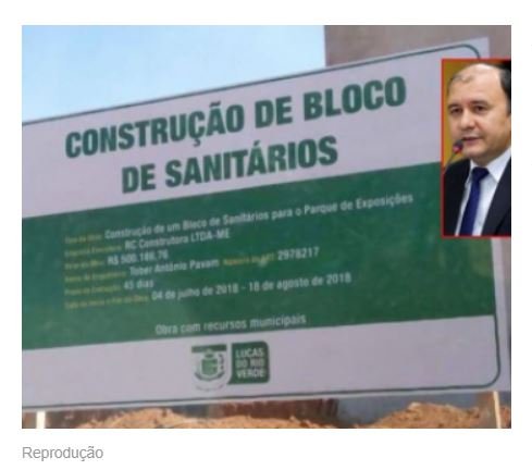 TCE vai apurar construção de banheiros de R$ 500 mil em Lucas do Rio Verde