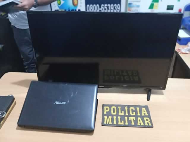 Pm de Colíder recupera Notebook e TV tomada em assalto.