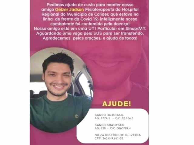 Fisioterapeuta do Hospital Regional de Colíder precisa de ajuda com o tratamento da COVID-19.