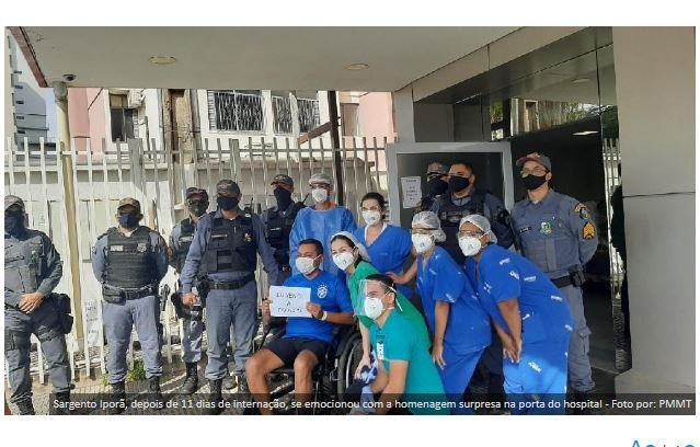 Sargento vence Covid-19 e recebe homenagem ao deixar hospital