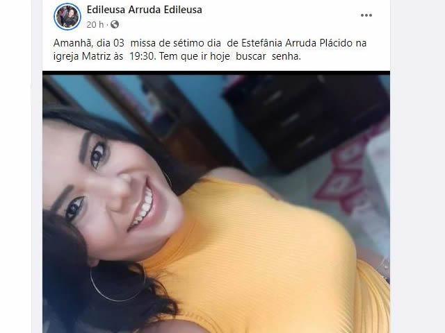Família de Estefânia convida amigos e familiares para a missa de 7ª dia