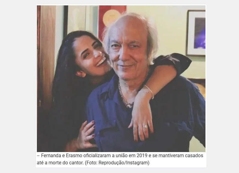Ministério Público toma decisão sobre acusação de filhos de
Erasmo Carlos contra viúva