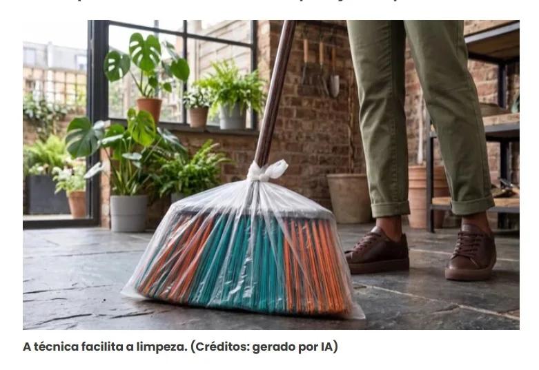 Colocar um saco plástico na vassoura antes de varrer: por que é recomendado e para que serve
