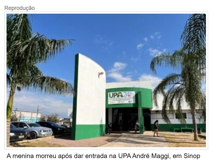 Menina de 2 anos em Sinop morre com sinais de desnutrição; pais são presos