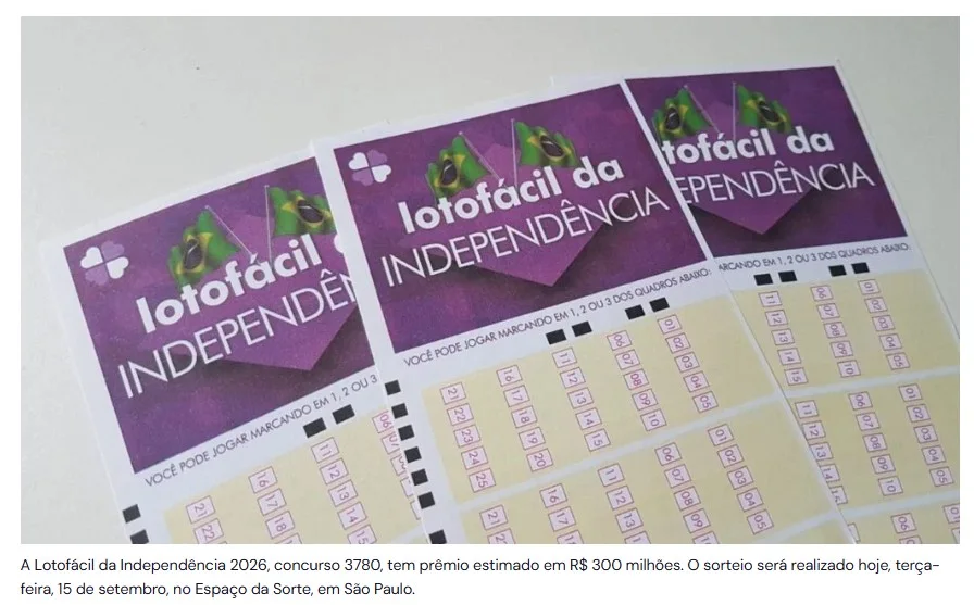 Resultado da Lotofácil da Independência: veja os números do concurso 3780