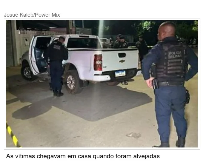Dupla em moto mata homem dentro de S10 e deixa esposa ferida