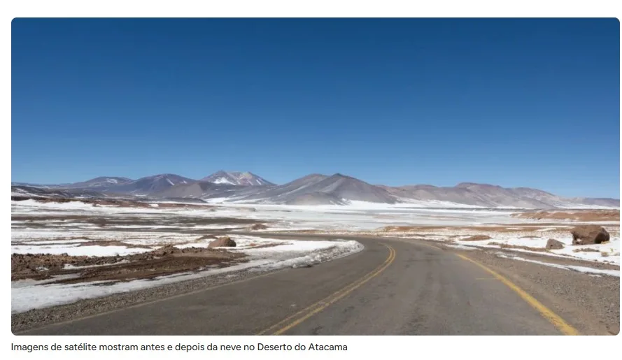 Nevasca rara cobriu o Deserto do Atacama em agosto; entenda