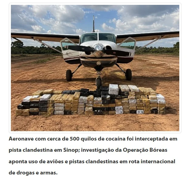 Grupo usava MT como base para rota aérea internacional de drogas