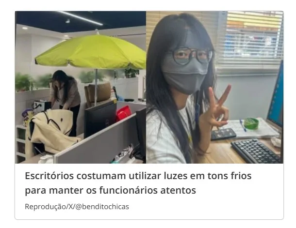 Por que funcionários chineses estão trabalhando debaixo de guarda-sóis nos escritórios