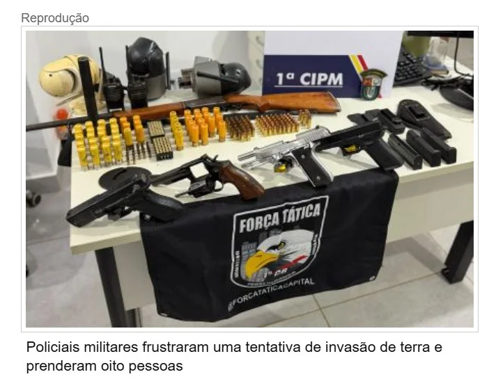 Força Tática prende oito invasores de terra e apreende armas em MT