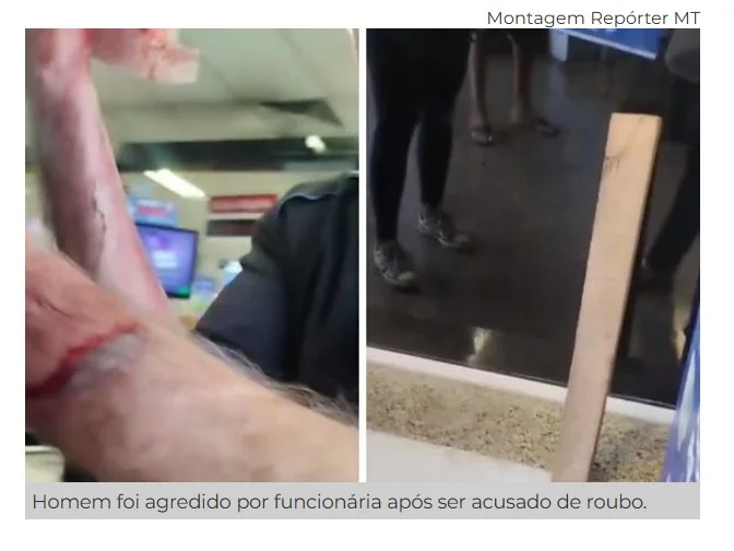 Idoso é acusado de furto e espancado por funcionária do Comper da Barão de Melgaço, em Cuiabá; vídeo