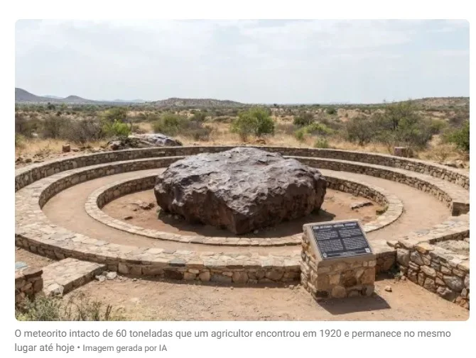 Em 1920, um agricultor encontrou uma grande placa de ferro de 60 toneladas na Namíbia