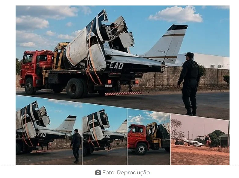 Avião é encontrado desmontado em caminhão e 4 homens são presos em MT