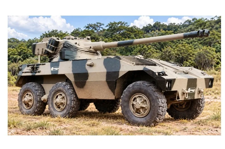 Brasil desenvolveu um poderoso caça-tanques de 18,5 toneladas, equipado com canhão de 105 mm e velocidade de até 110 km/h, mas o projeto terminou em um fiasco comercial e não conse