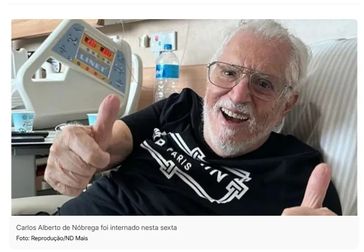 Carlos Alberto de Nóbrega, de 90 anos, é internado em hospital de SP para investigar possível infecção viral