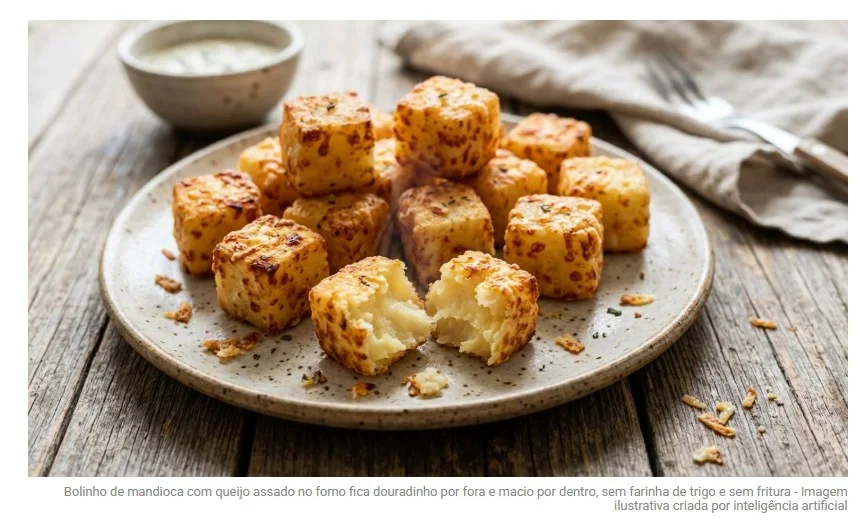 Nem farinha de trigo, nem fritura: a receita de bolinho de mandioca com queijo que fica crocantepor fora e macio por dentro