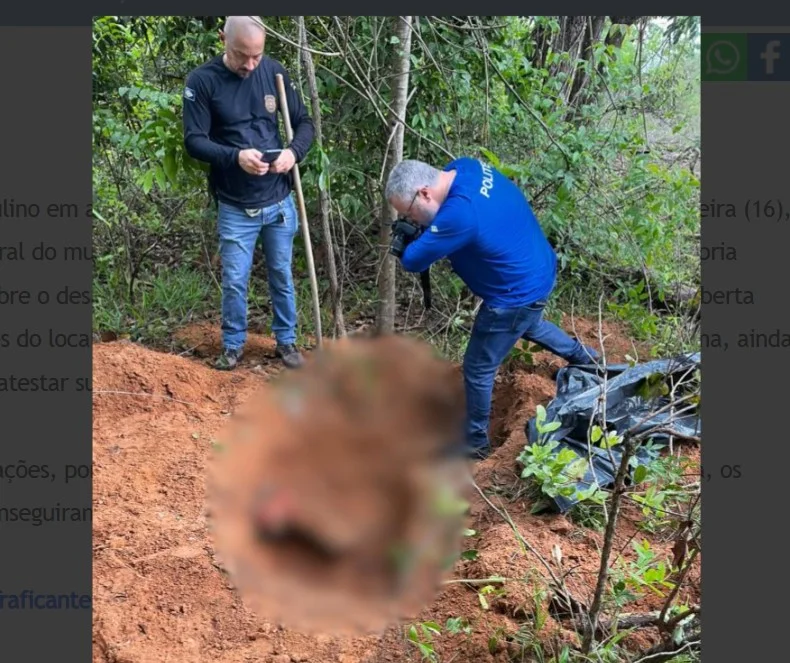 Polícia encontra corpo masculino enterrado em área de mata