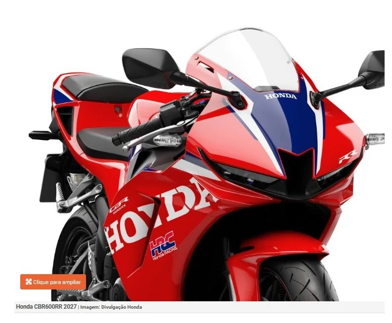 Honda CBR600RR 2027 é lançada com motor 4 cilindros e freios da Fireblade