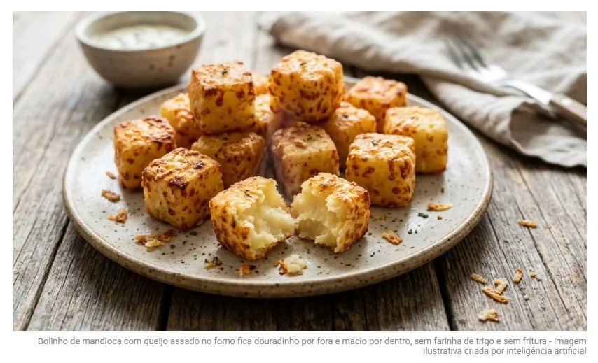 Nem farinha de trigo, nem fritura: a receita de bolinho de mandioca com queijo que fica crocantepor fora e macio por dentro