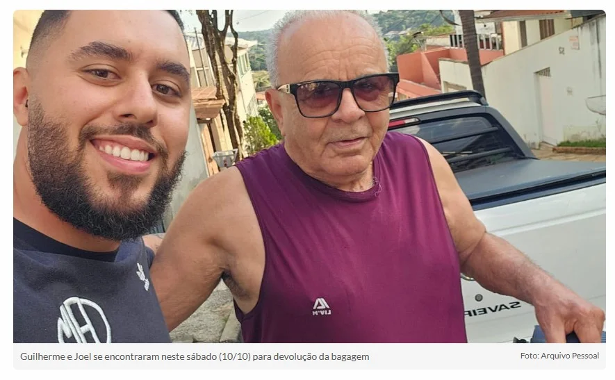Motorista devolve mala com joias de R$ 30 mil a idoso: ‘Princípios que aprendi com meus pais’