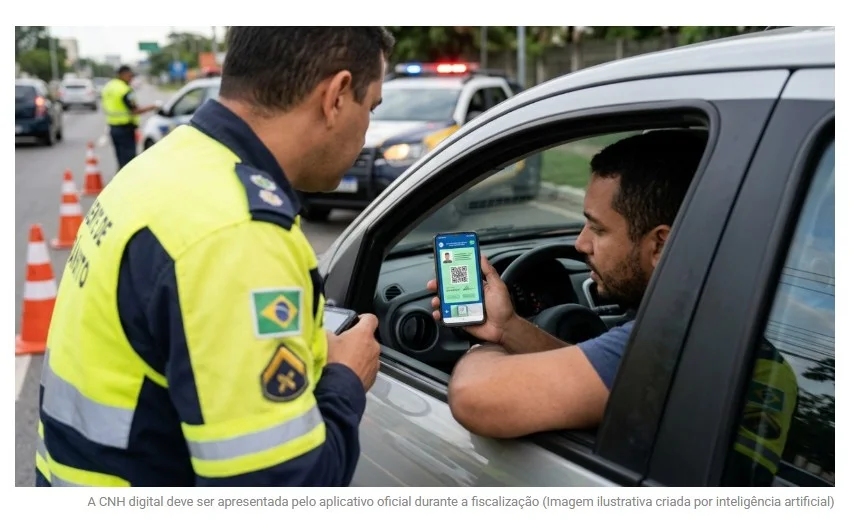Motorista apresenta CNH digital durante blitz, agente recusa print da tela e ele descobre que a versão eletrônica só tem validade quando exibida pelo aplicativo oficial